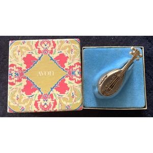 1971 Vintage Avon Mandolin Solid Perfume Glace Unused cond. Antique goldtone